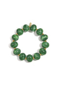 Elastieke kralenarmband met grote kralen - leger groen