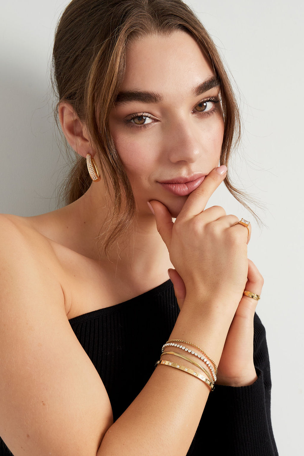 armband dubbele laag steentjes