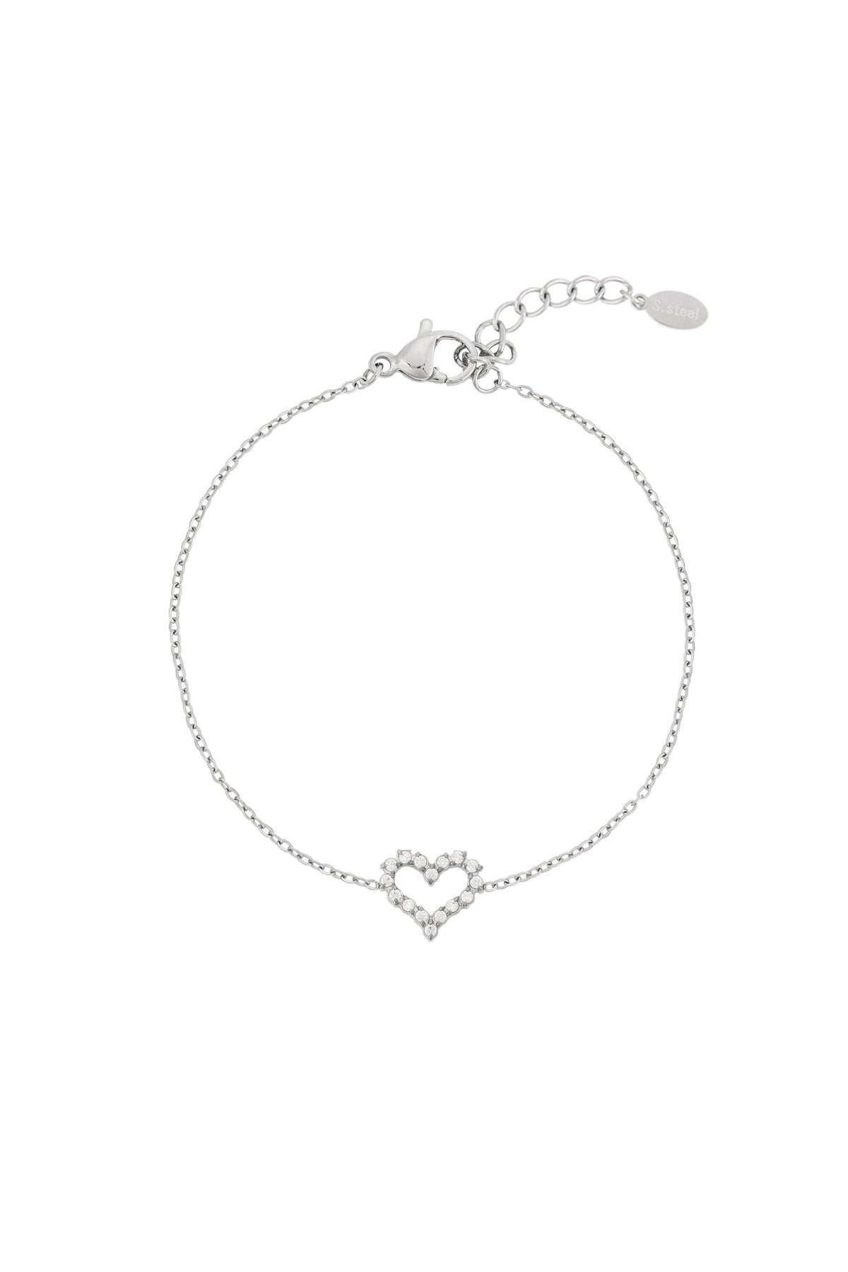 Armband met strass steentjes en hartje