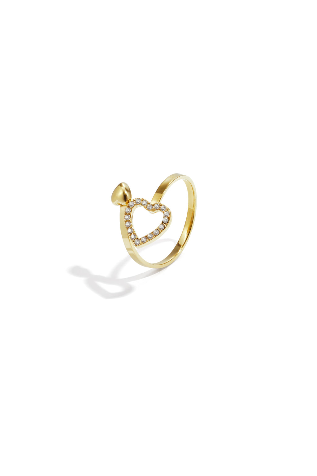 Verstelbare ring met hartjes en steentjes - goud