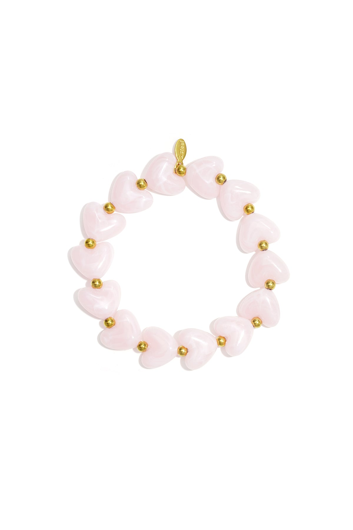 Elastische armband met hartkralen - licht roze