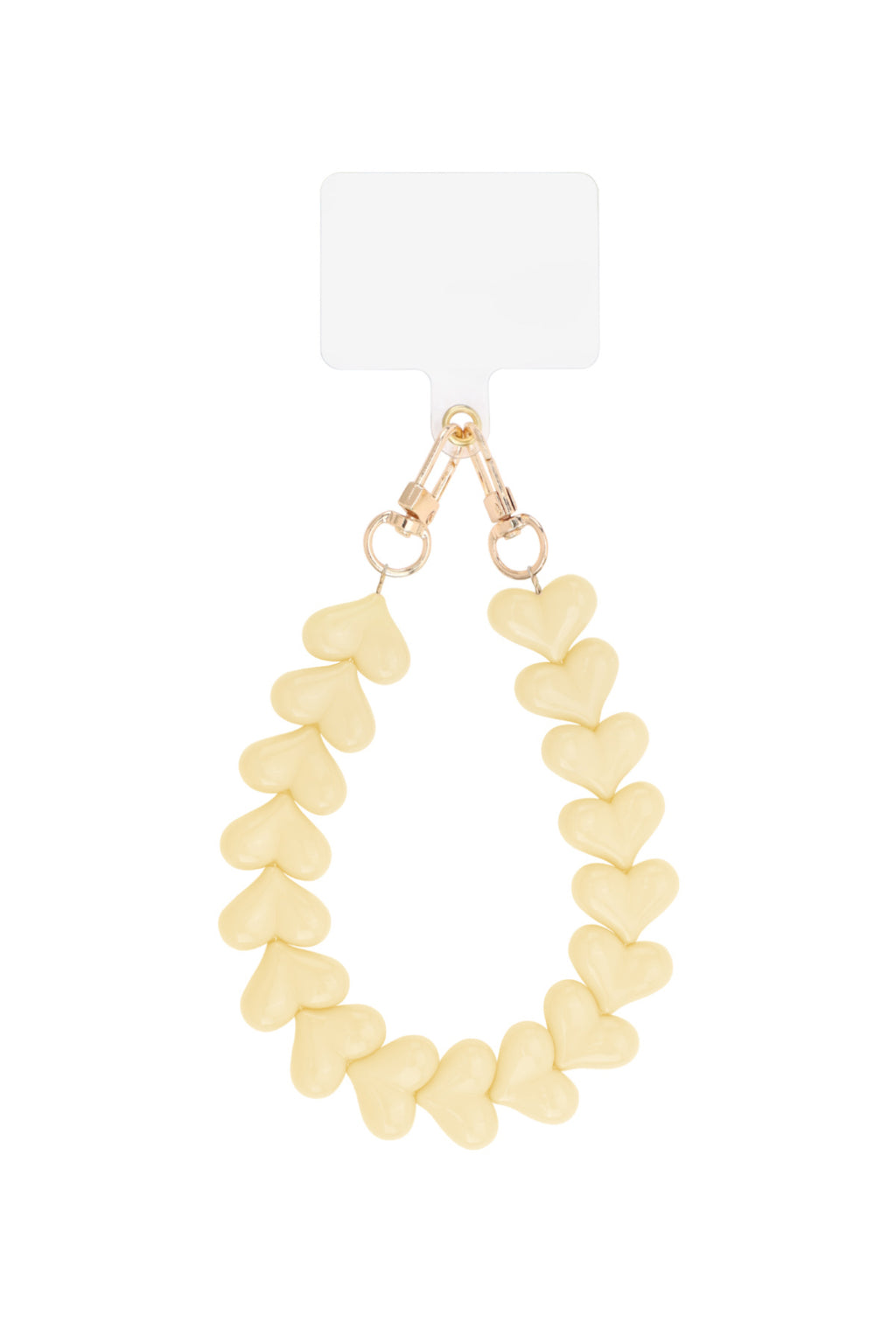 Telefoonketting met hartjes - licht geel