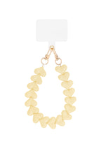 Telefoonketting met hartjes - licht geel