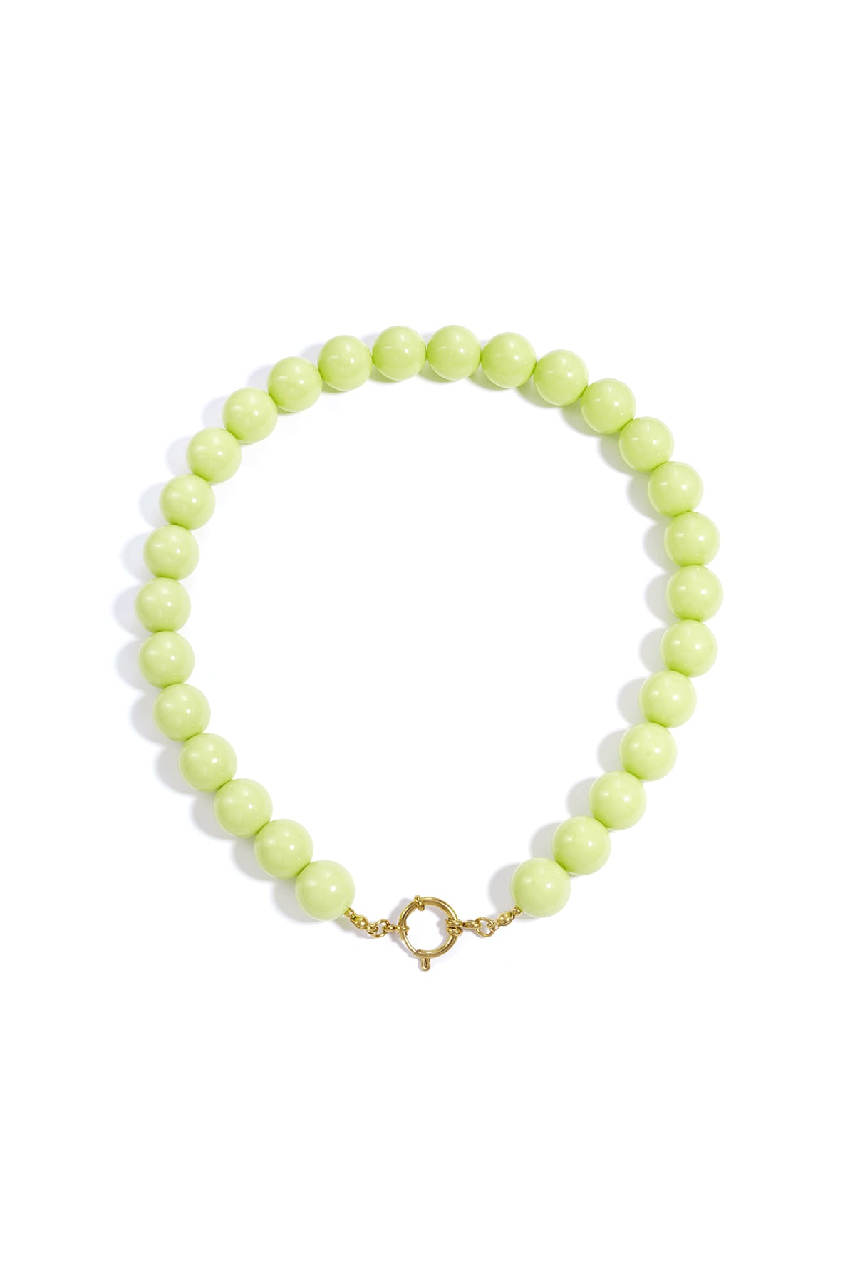 Ketting met grote kralen en sluiting aan de voorkant – 15 mm - licht groen