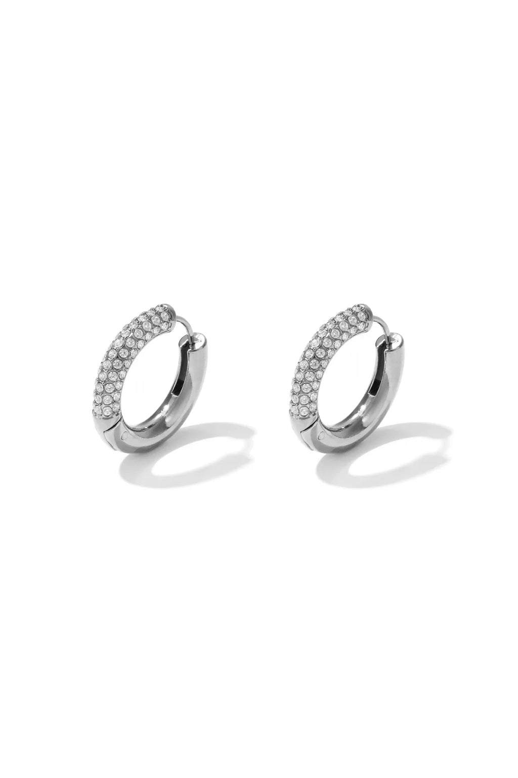 Elegant Rhinestone Hoop Earrings - Silver & Gold