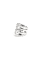 Gelaagde ring met streeppatroon - zilver