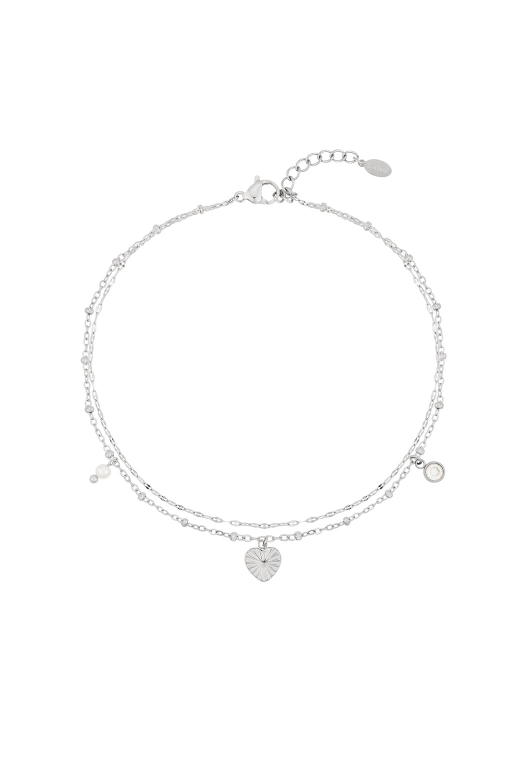 Love Love Love enkelband - zilver