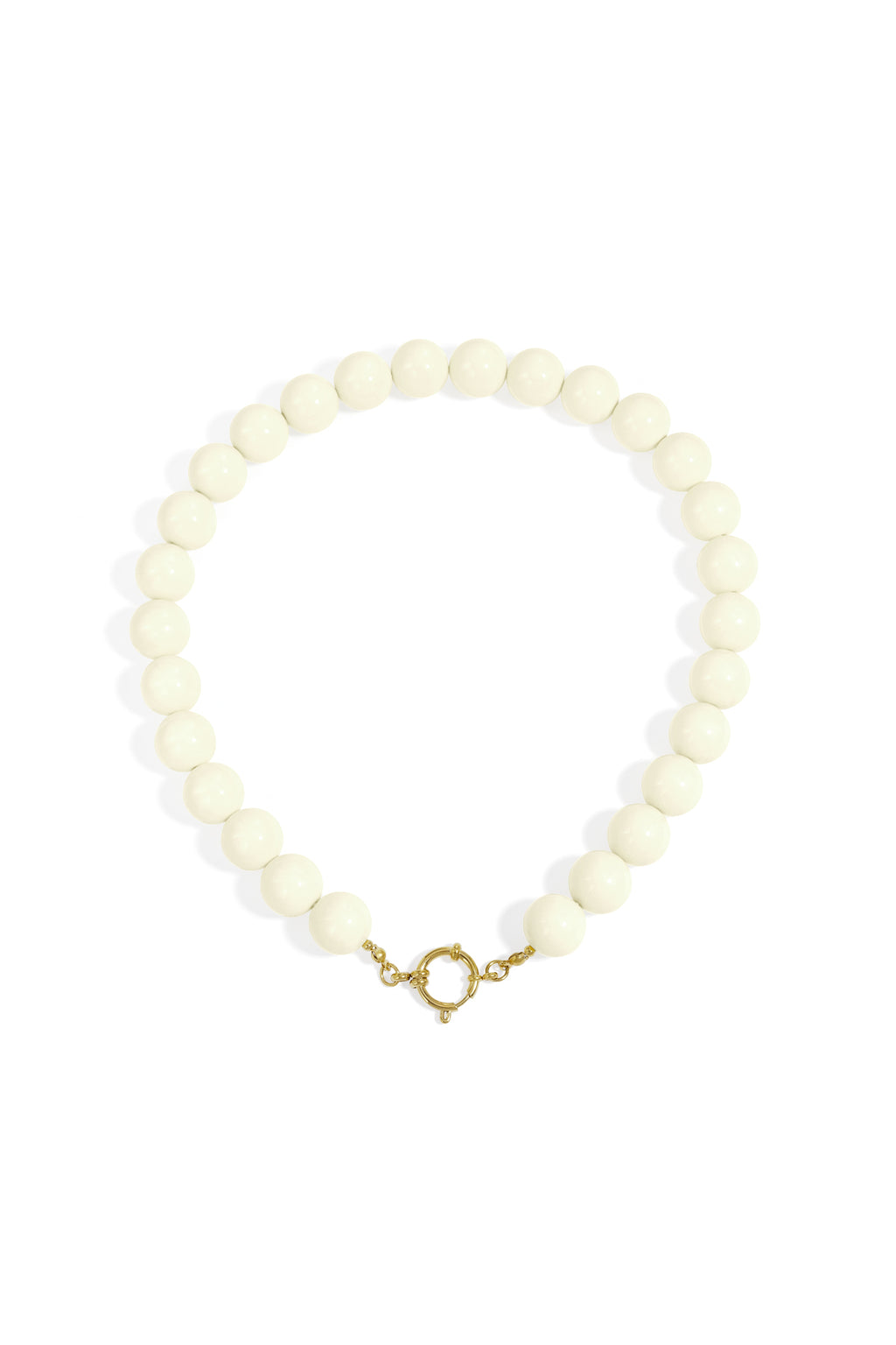 Ketting met grote kralen en sluiting aan de voorkant – 15 mm - wit