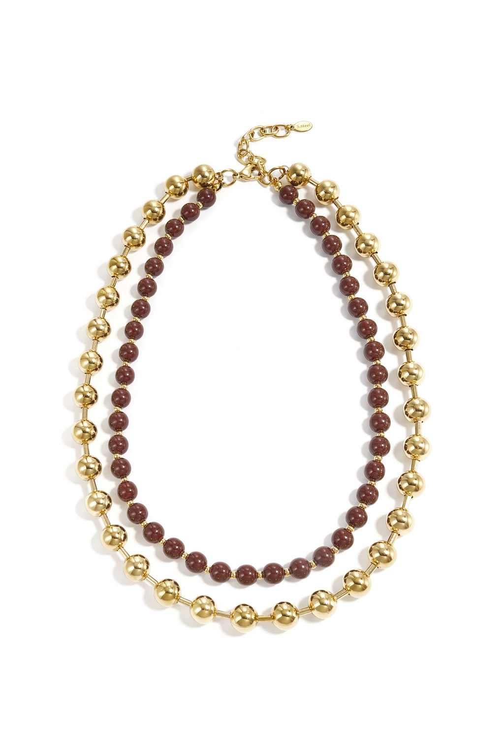 Gekoppelde ketting met gouden en gekleurde kralen