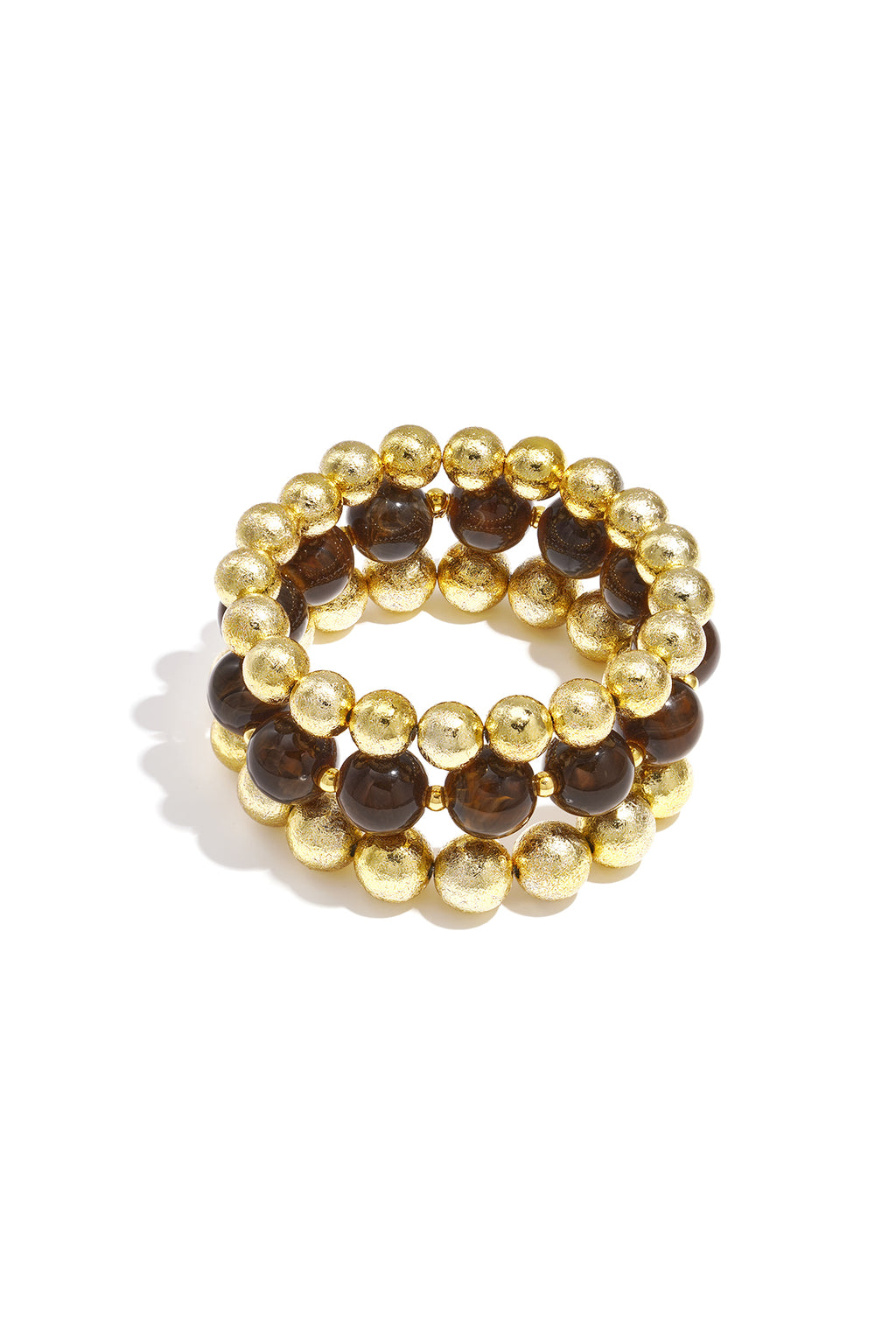 Armbanden set van 3 met kralen - koffie bruin