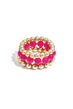 Armbanden set van 3 met kralen - donker roze