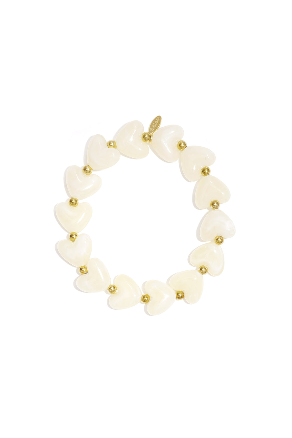 Elastische armband met hartkralen - wit