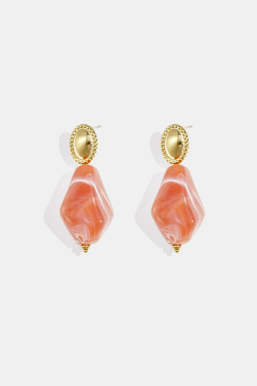 Oorbellen met natuursteen look - oranje