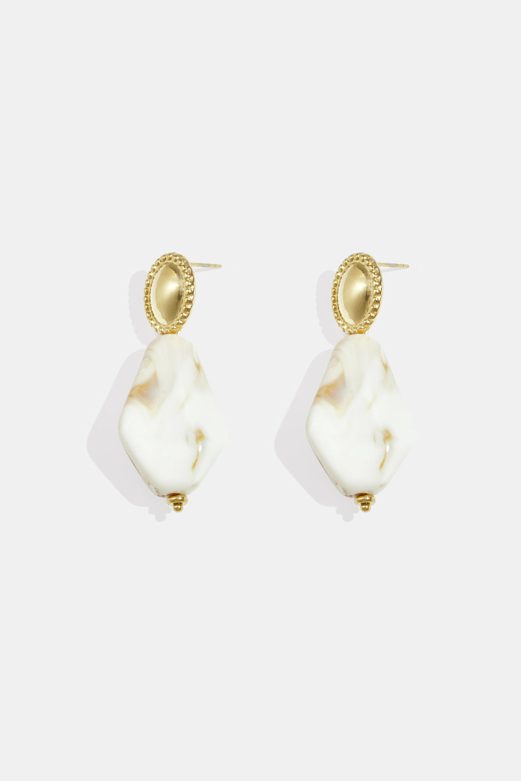 Oorbellen met natuursteen look - wit
