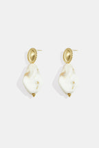 Oorbellen met natuursteen look - wit