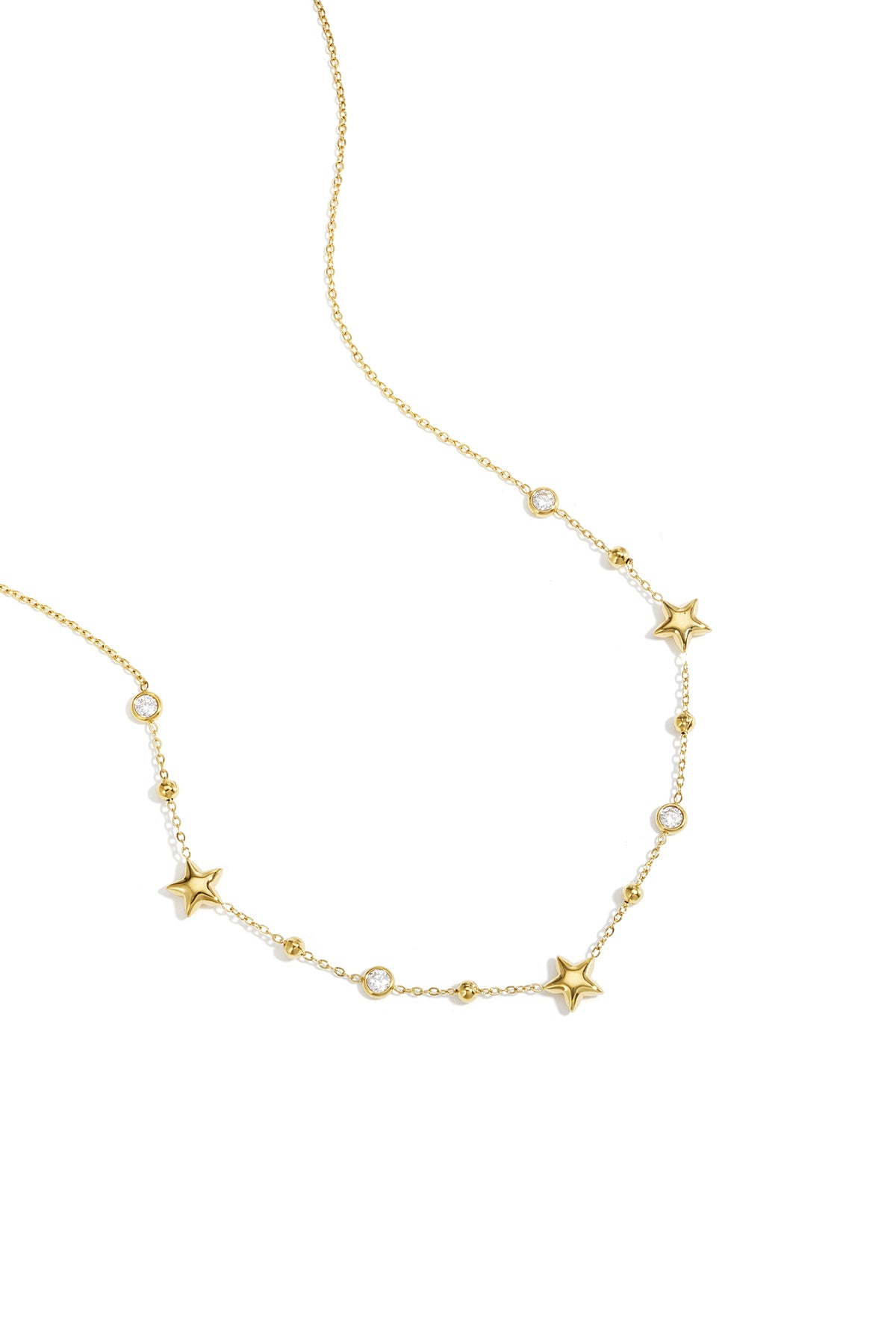 Ketting met sterren en steentjes - goud