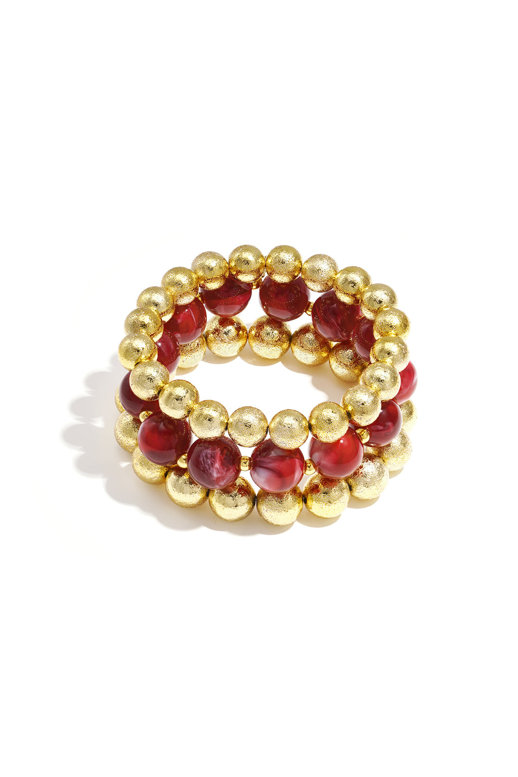 Armbanden set van 3 met kralen - rood
