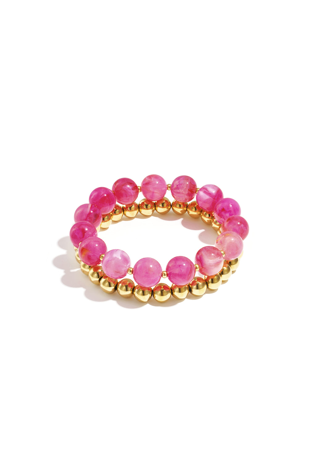 Armbandenset met ronde kralen - roze