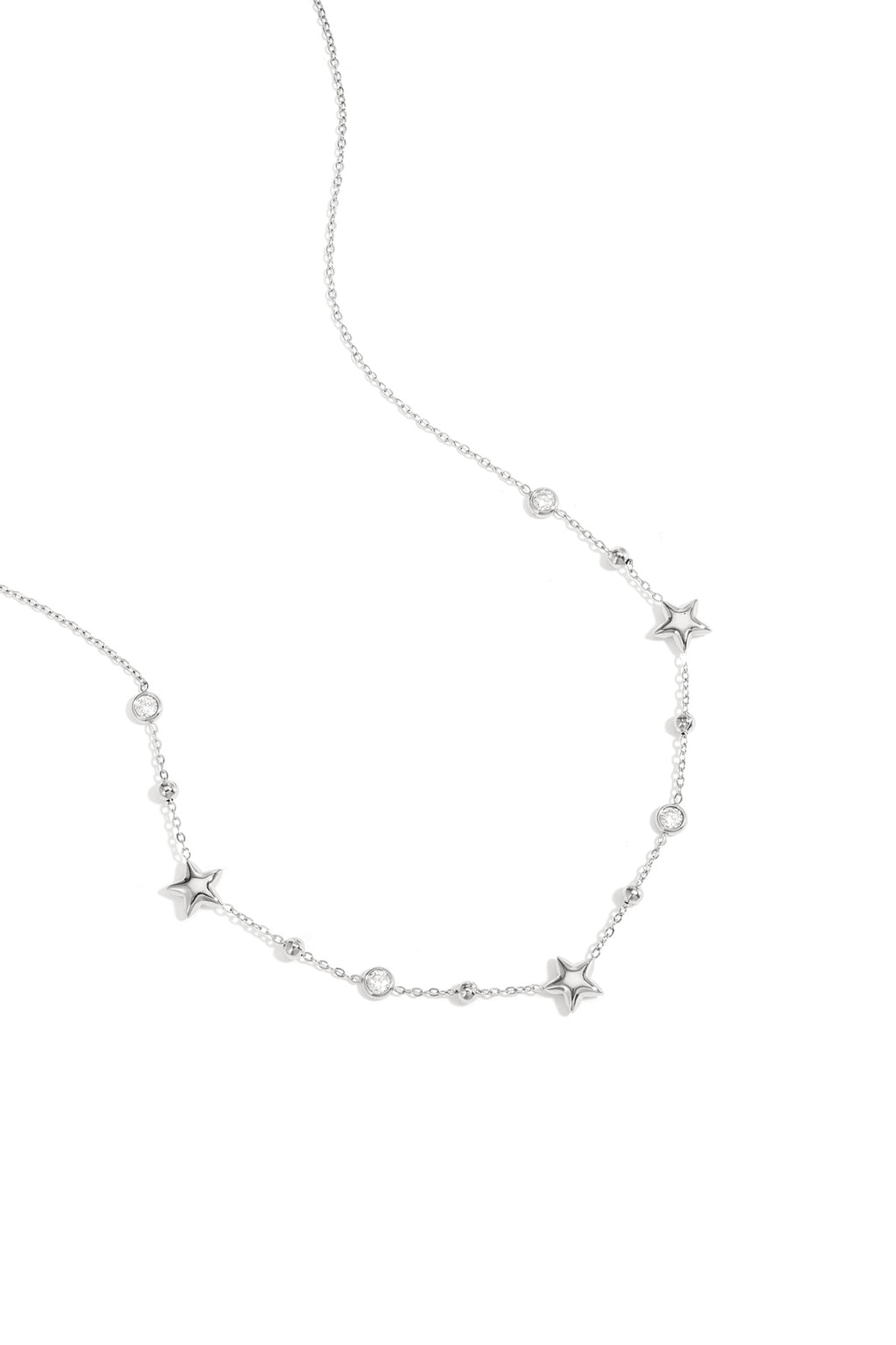 Ketting met sterren en steentjes - zilver