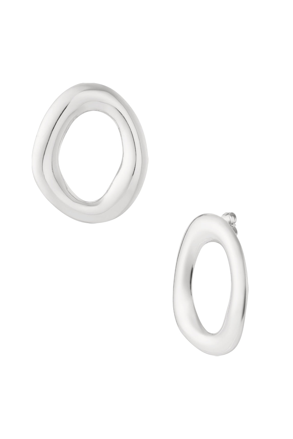 Oasis ovale oorbellen - zilver