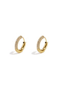 Elegant Rhinestone Hoop Earrings - Silver & Gold