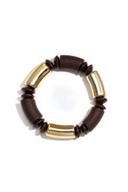 Retro Brown Wooden Beaded Bracelet for Everyday Wear