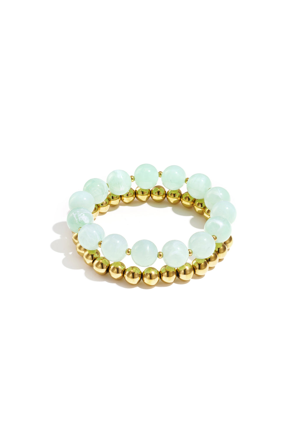 Armbandenset met ronde kralen - licht groen