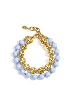 Dubbele kralenarmband - licht blauw