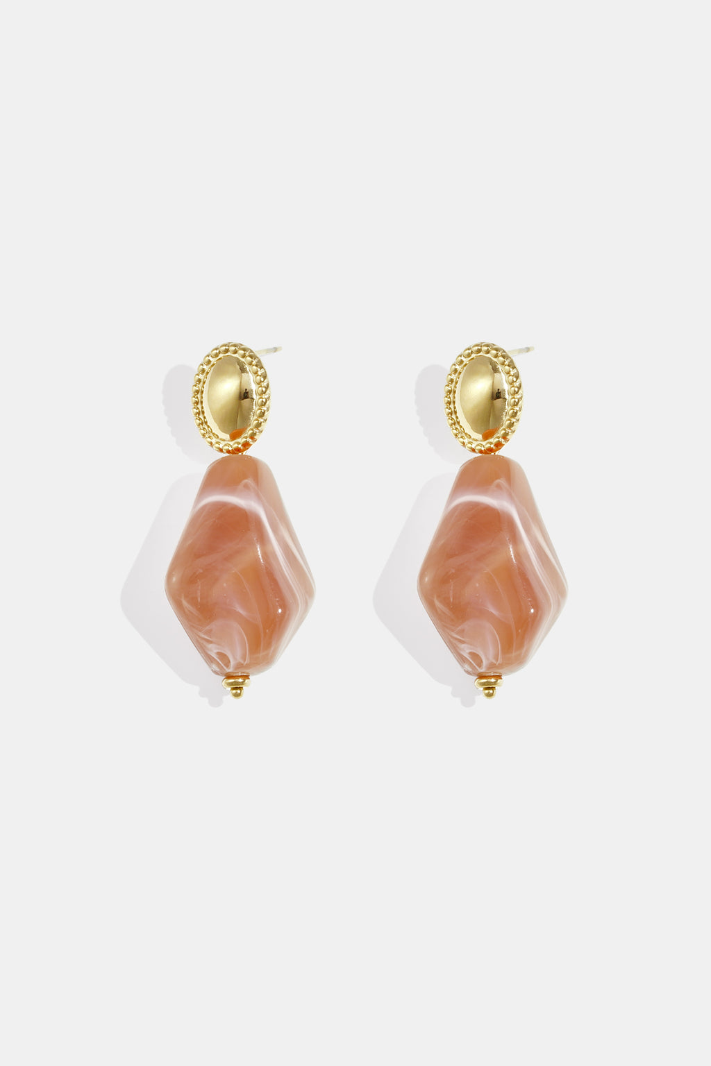 Oorbellen met natuursteen look - roze