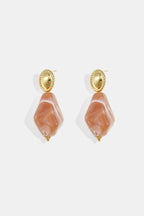 Oorbellen met natuursteen look - roze