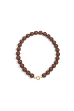 Ketting met grote kralen en sluiting aan de voorkant – 15 mm - bruin
