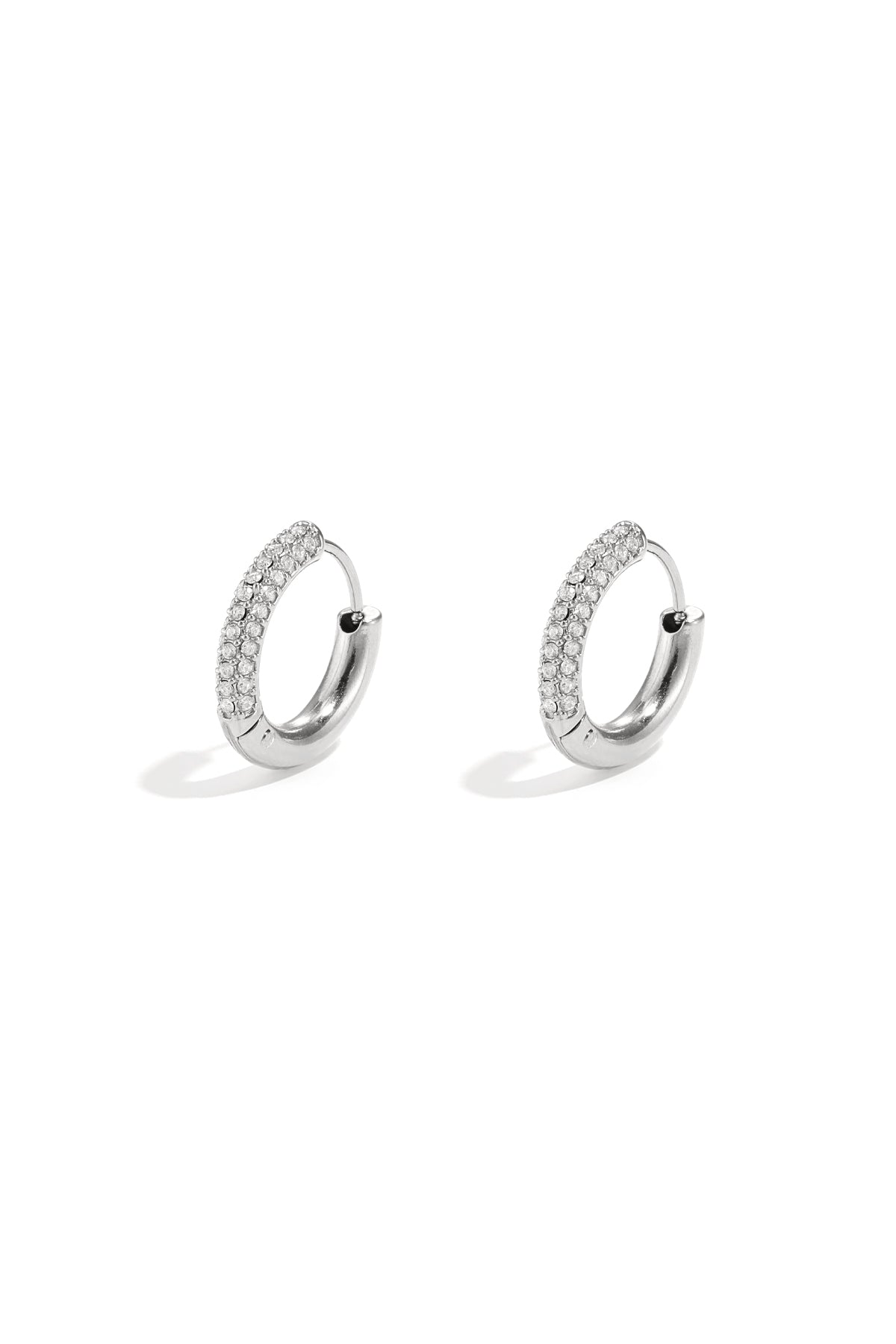 Elegant Rhinestone Hoop Earrings - Silver & Gold