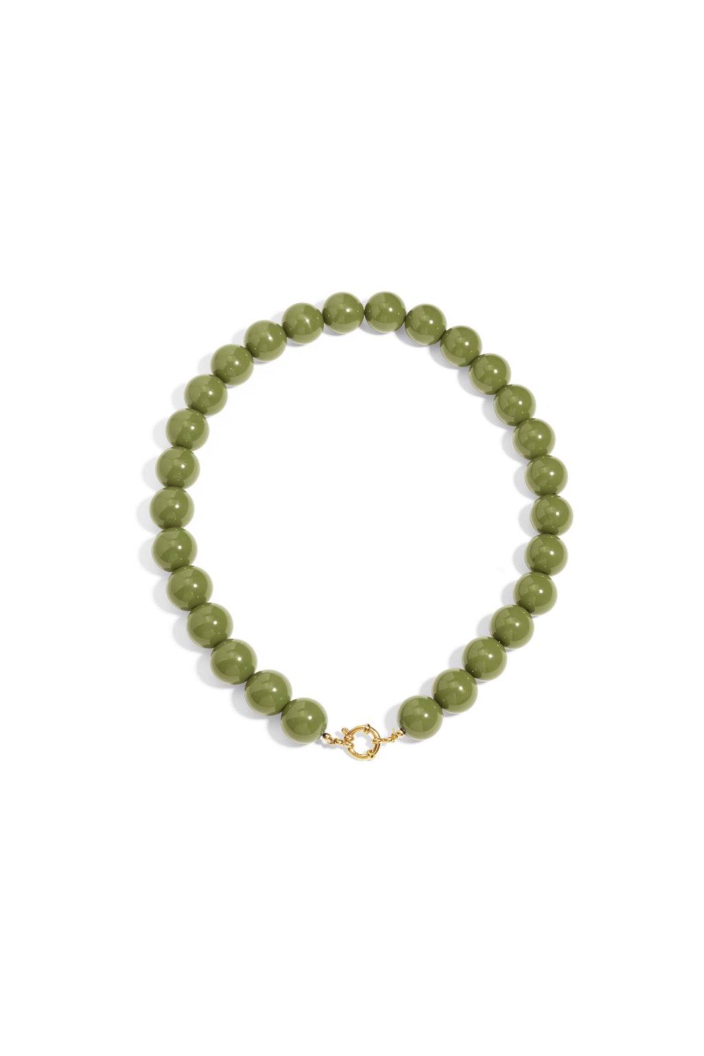 Ketting met grote kralen en sluiting aan de voorkant – 15 mm - donker groen