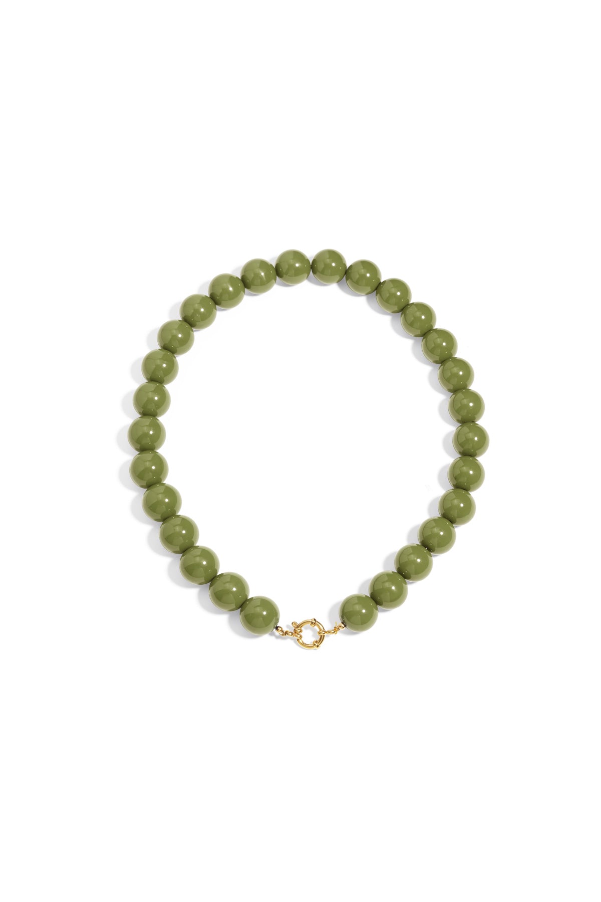 Ketting met grote kralen en sluiting aan de voorkant – 15 mm - donker groen