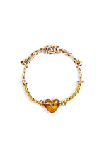 Polyester kralen armbanden hart bruin