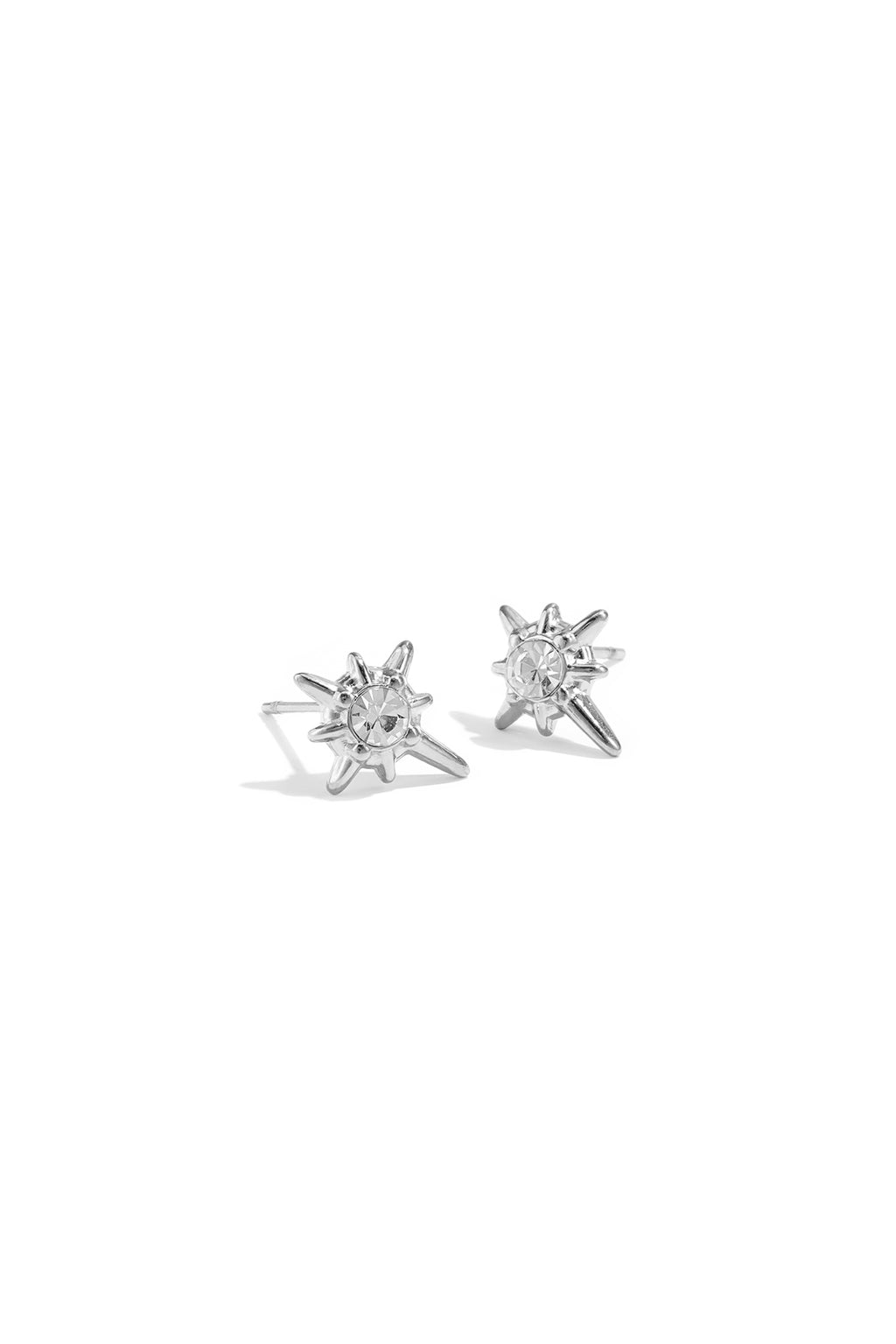 Oorbellen met vallende ster en steenaccent - zilver