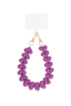 Telefoonketting met hartjes - donker paars