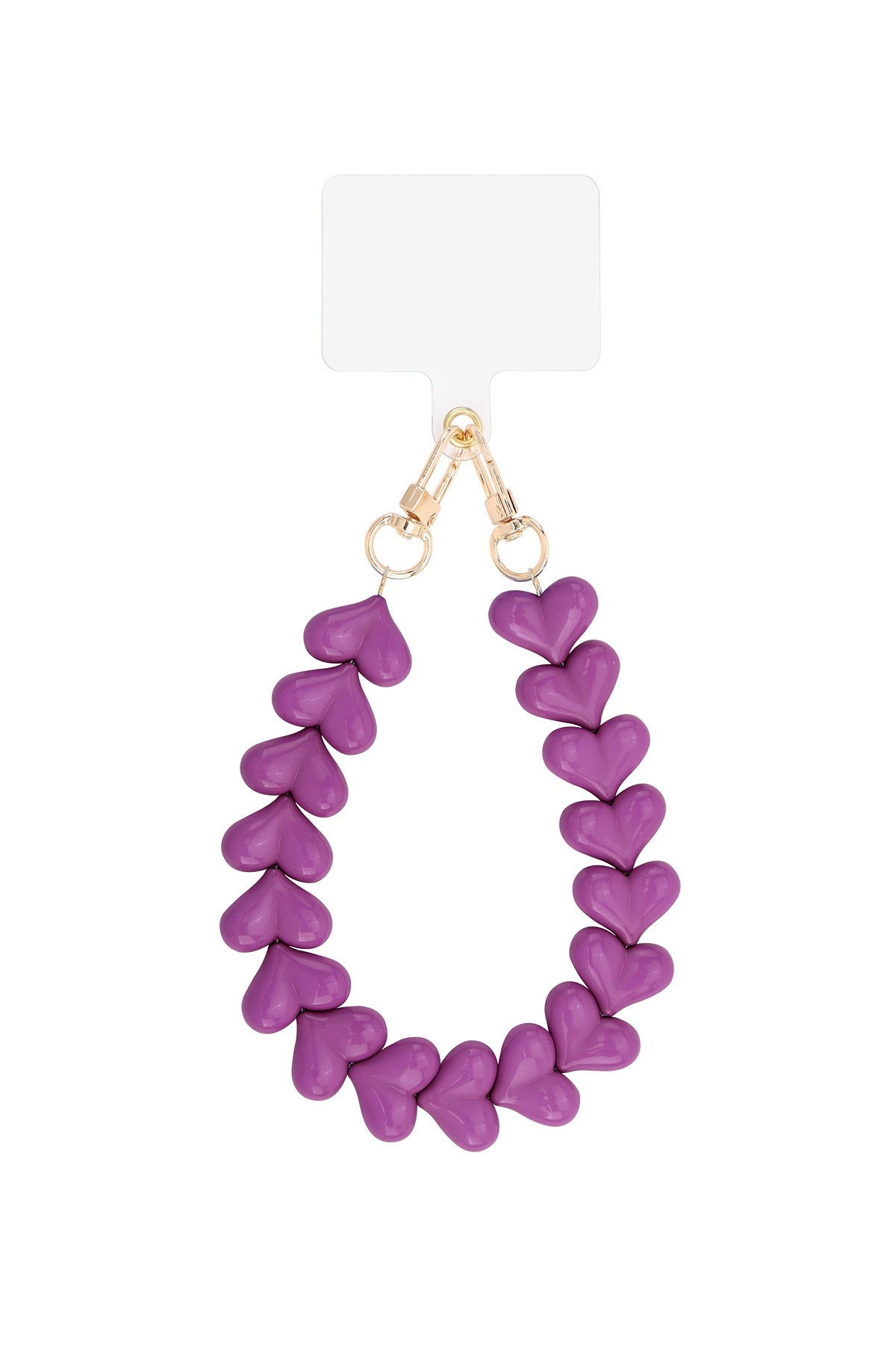 Telefoonketting met hartjes - donker paars