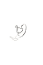 Verstelbare ring met hartjes en steentjes - zilver