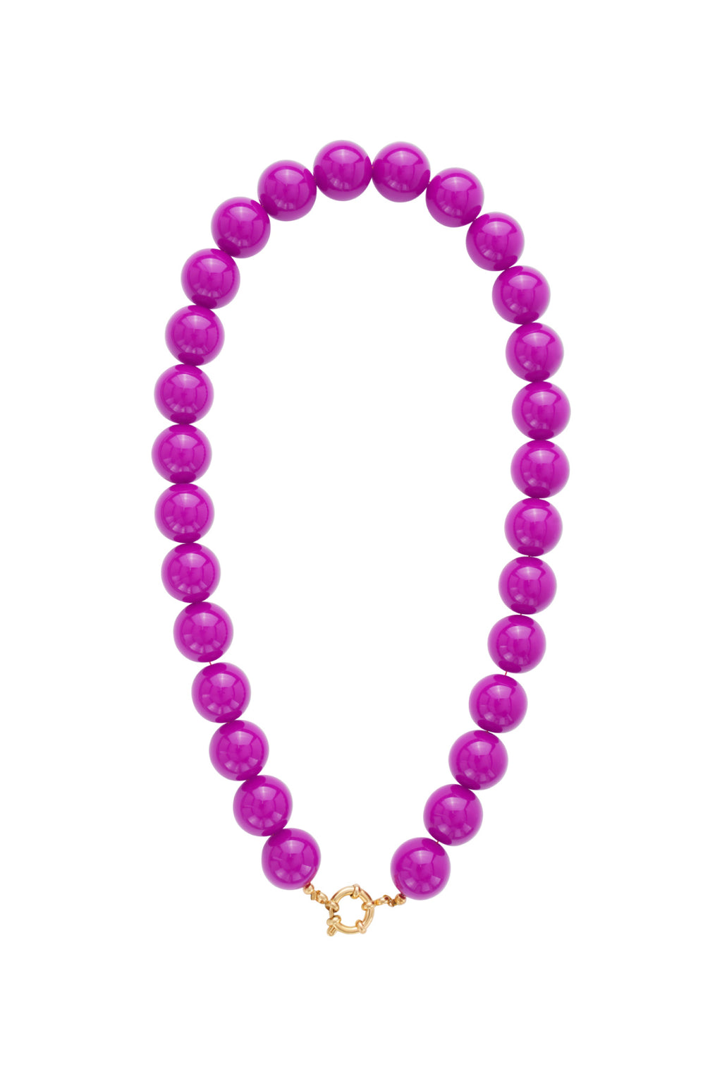 Ketting met grote kralen en sluiting aan de voorkant – 15 mm - paars