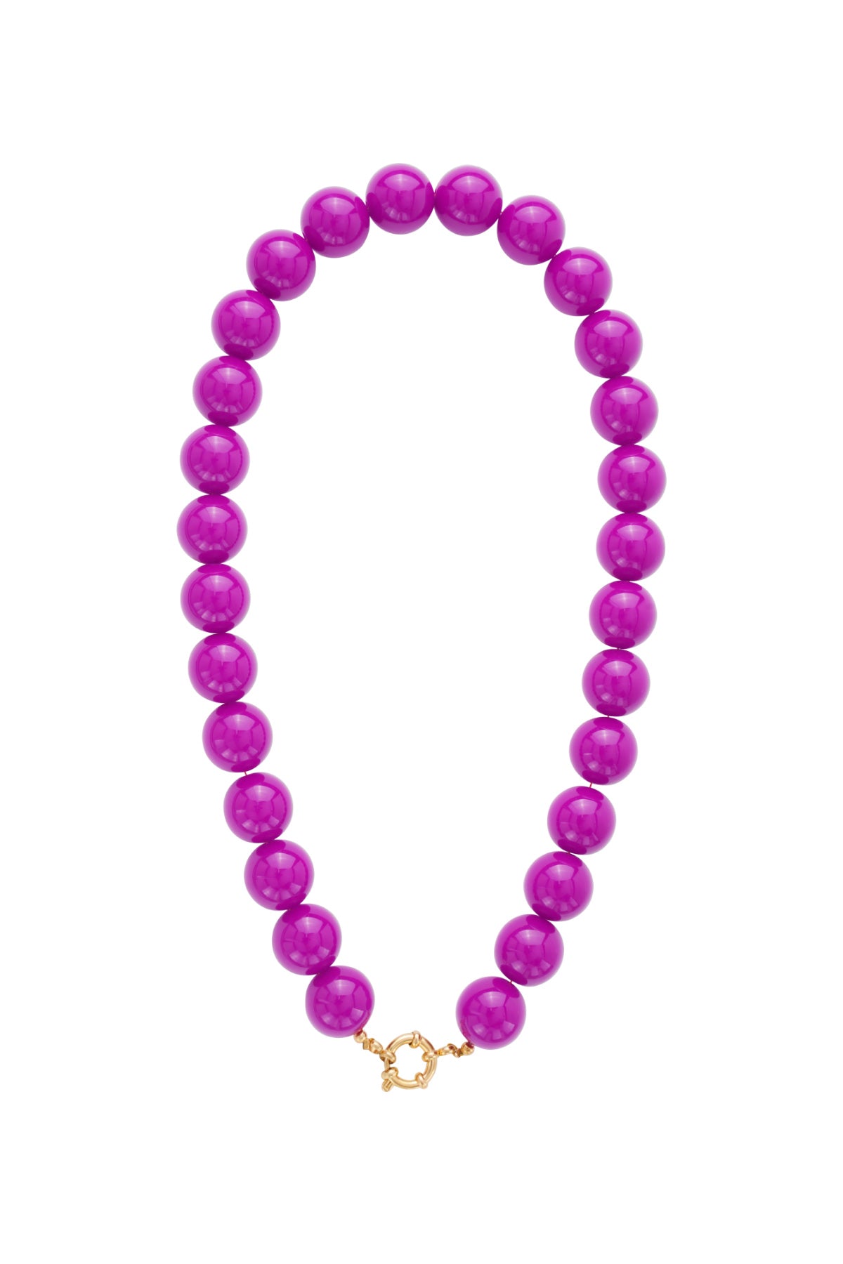 Ketting met grote kralen en sluiting aan de voorkant – 15 mm - paars