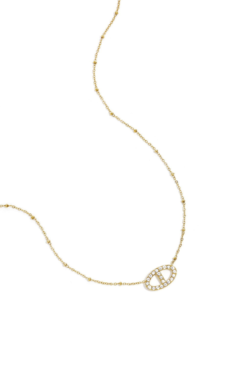Ketting met versierde ovale hanger - goud