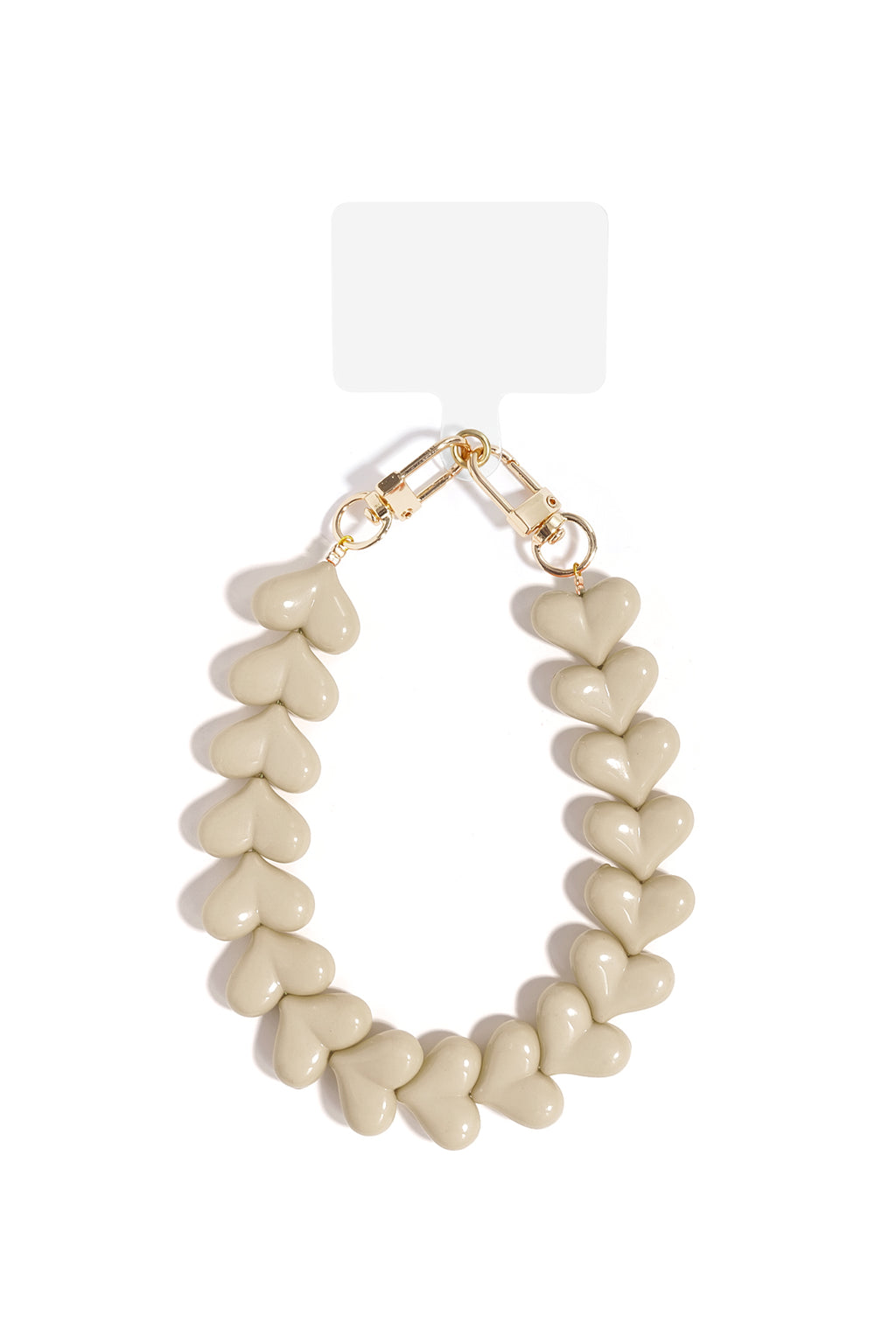 Telefoonketting met hartjes - kaki