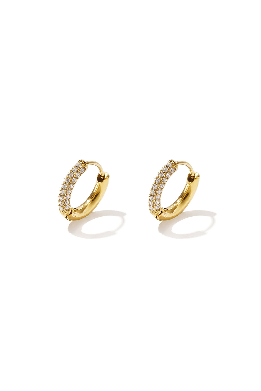Elegant Rhinestone Hoop Earrings - Silver & Gold