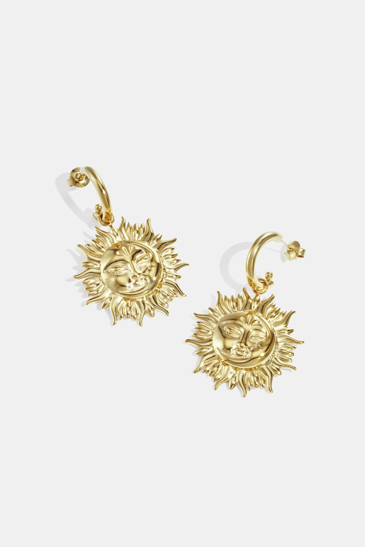 Oorbellen van roestvrij staal, zon, goud