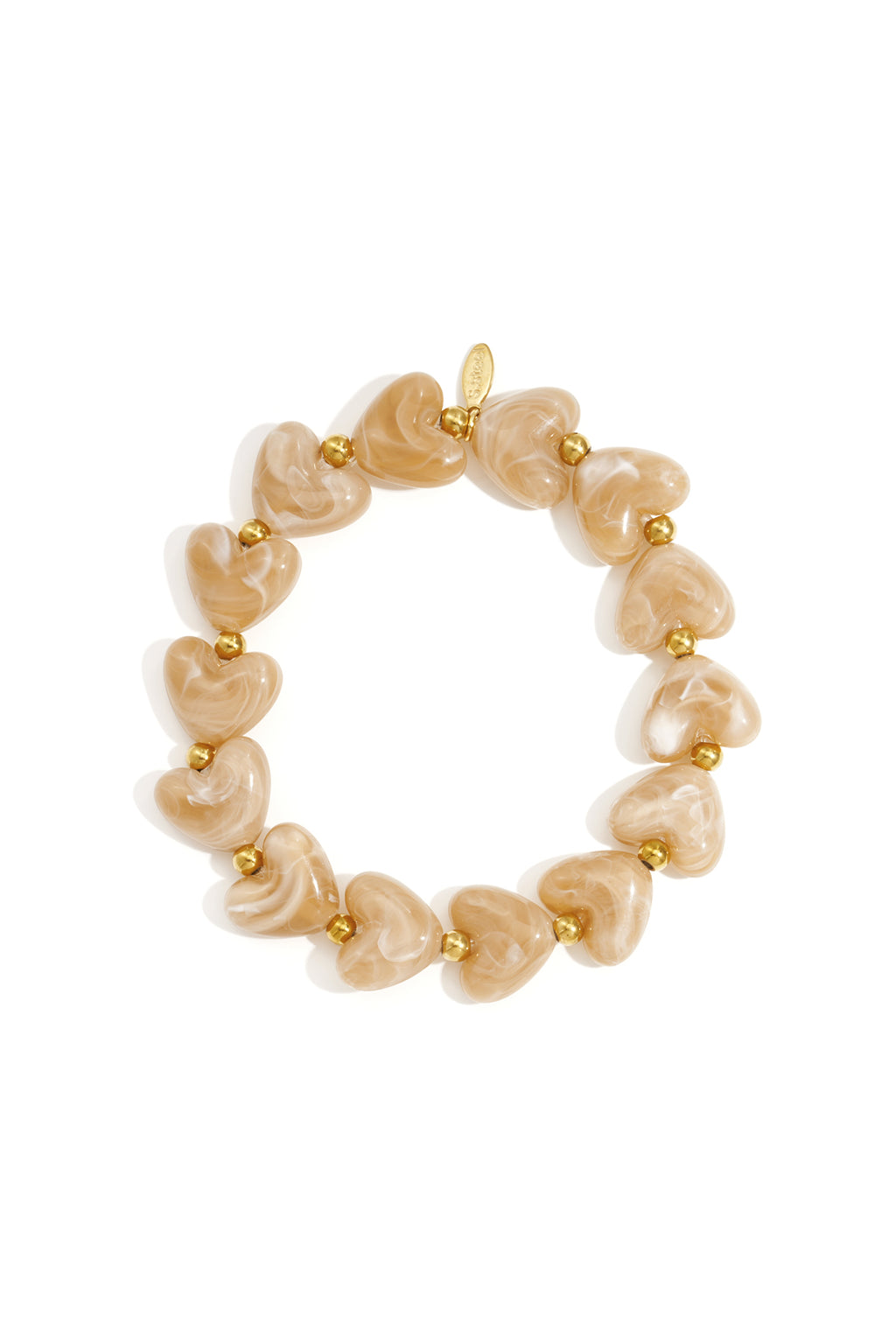 Elastische armband met hartkralen - kaki