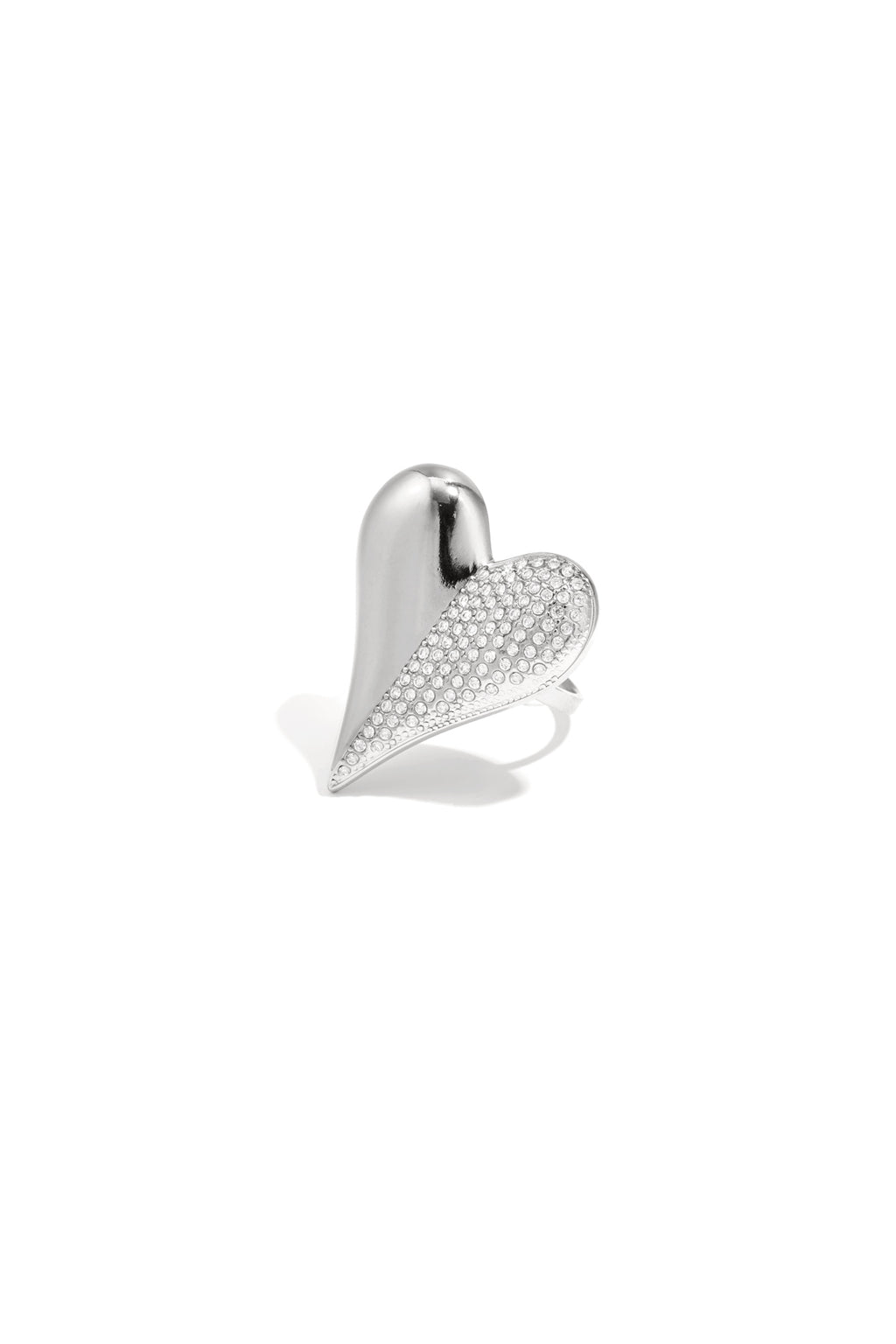Ringen van roestvrij staal met hartje met strass - zilver