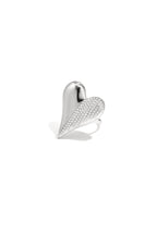 Ringen van roestvrij staal met hartje met strass - zilver
