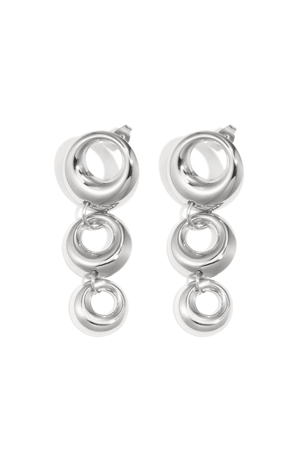 Oorbellen van roestvrij staal met hanger, cirkel, casual, dagelijks, eenvoudig, serie, damessieraden