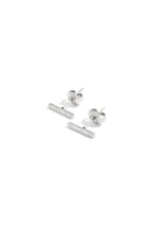 Gestreept staafje studs - zilver